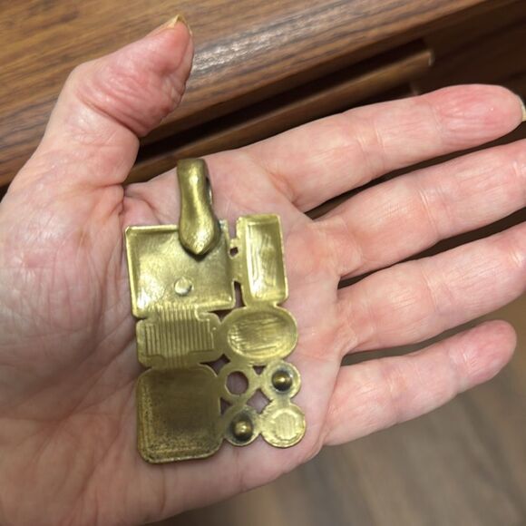 Vintage Premier Designs Antique Brass Mosaic Style Pendant/Enhancer on Chain. - Picture 5 of 7